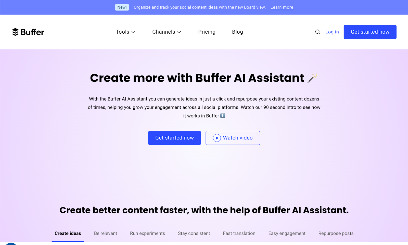 A screenshot of the landing page for Buffer's AI Assistant