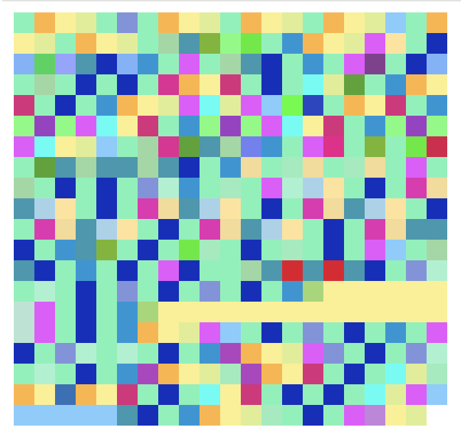 A square grid of pixels with random colors