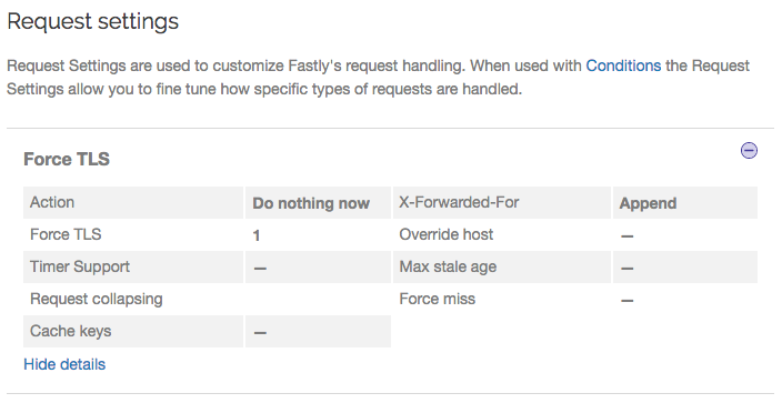 Fastly Force TLS Setting