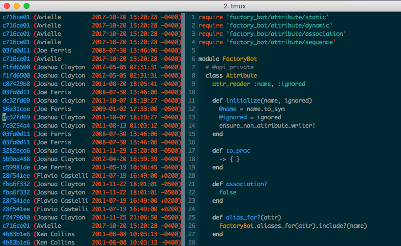 opening git-blame vertical split with :Gblame