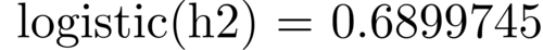 Result of applying the logistic function to the h2 result