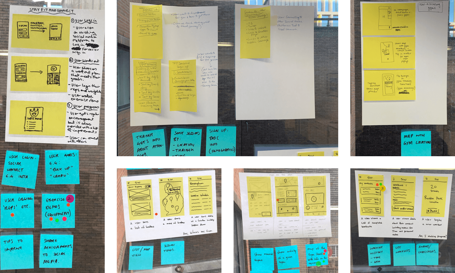 pictures of the various storyboards that team members produced 
during the exercise