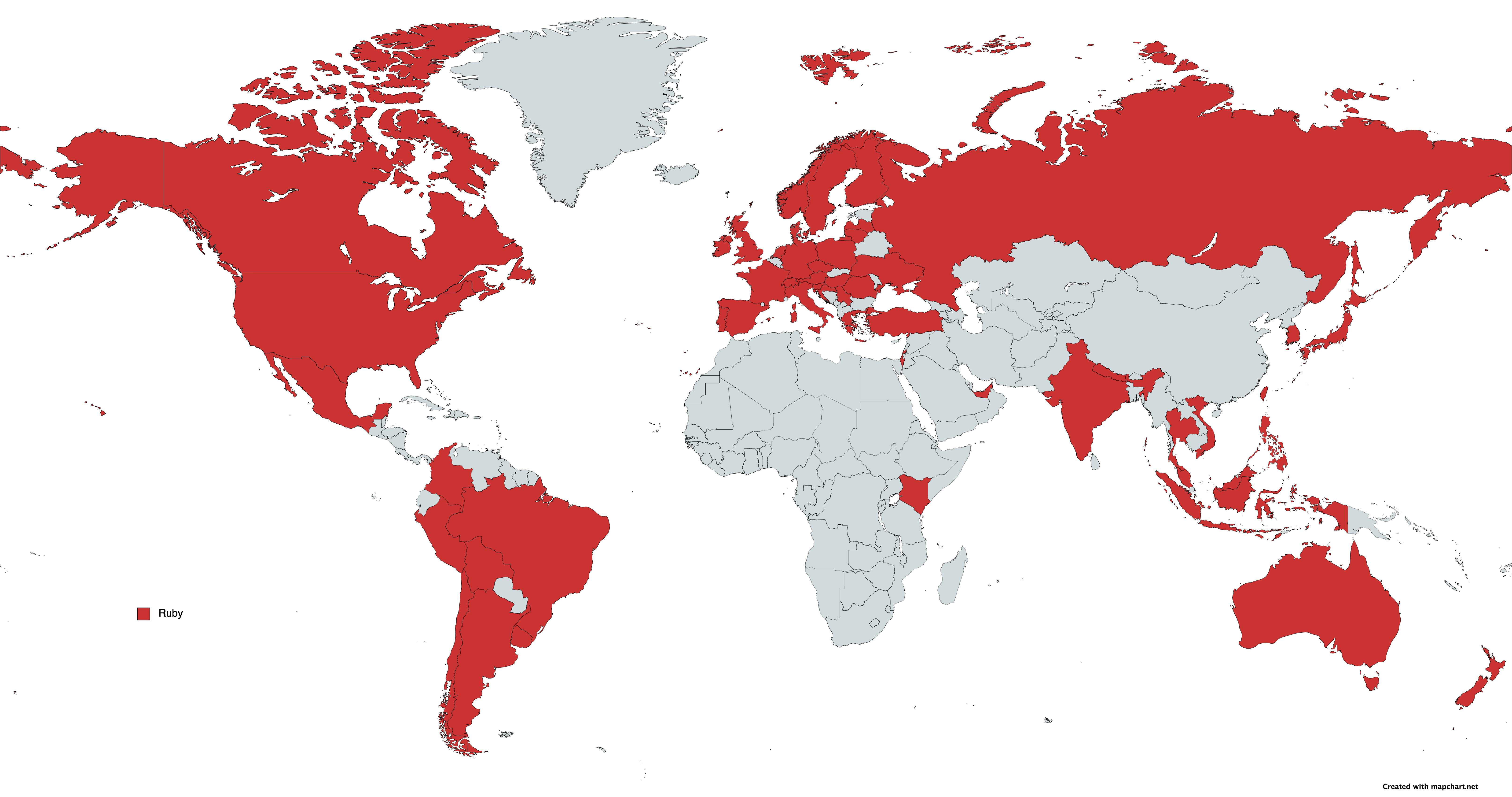 World map of Ruby meetups