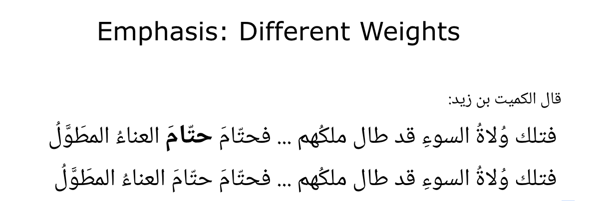 Emphasis in Arabic using bold vs.
italics