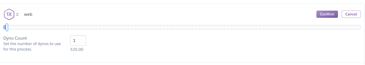 Slider to add more dynos on Heroku